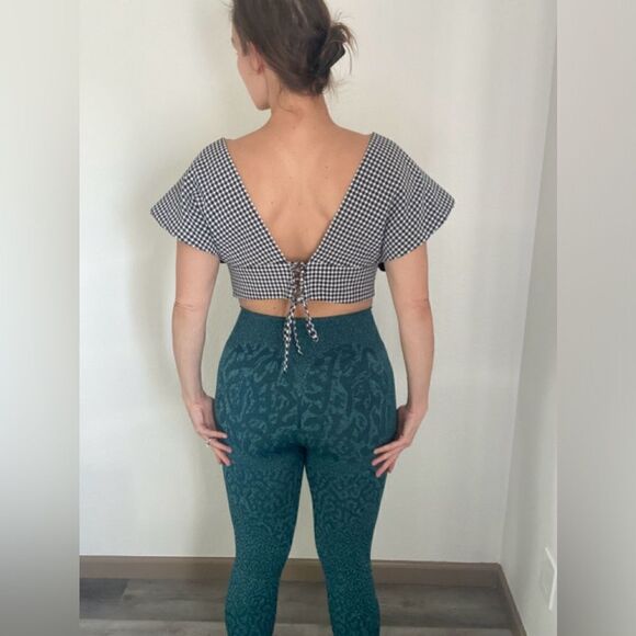 ASOS Plaid Check Bustier Crop Top Black White US 12 - Picture 5 of 9